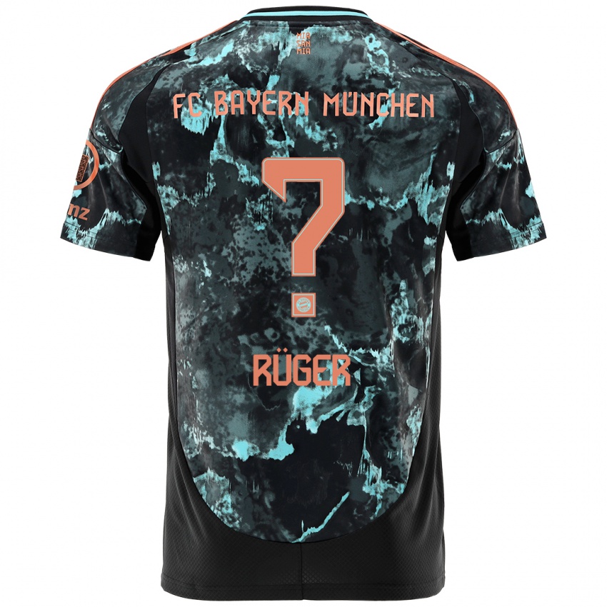 Kinder Kurt Rüger #0 Schwarz Auswärtstrikot Trikot 2024/25 T-Shirt