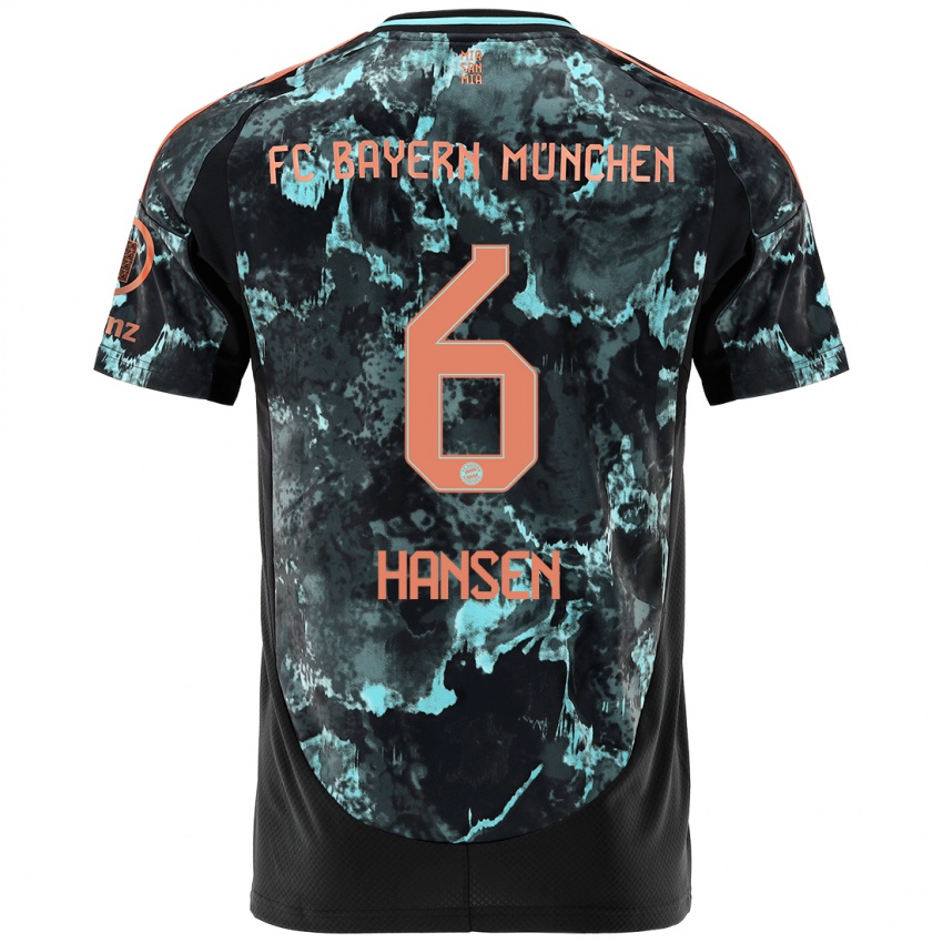 Kinder Tuva Hansen #6 Schwarz Auswärtstrikot Trikot 2024/25 T-Shirt