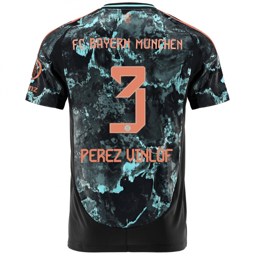 Kinder Matteo Perez Vinlöf #3 Schwarz Auswärtstrikot Trikot 2024/25 T-Shirt