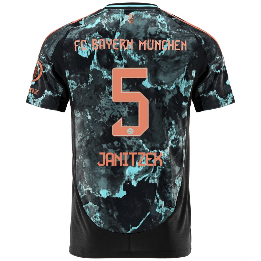 Kinder Justin Janitzek #5 Schwarz Auswärtstrikot Trikot 2024/25 T-Shirt