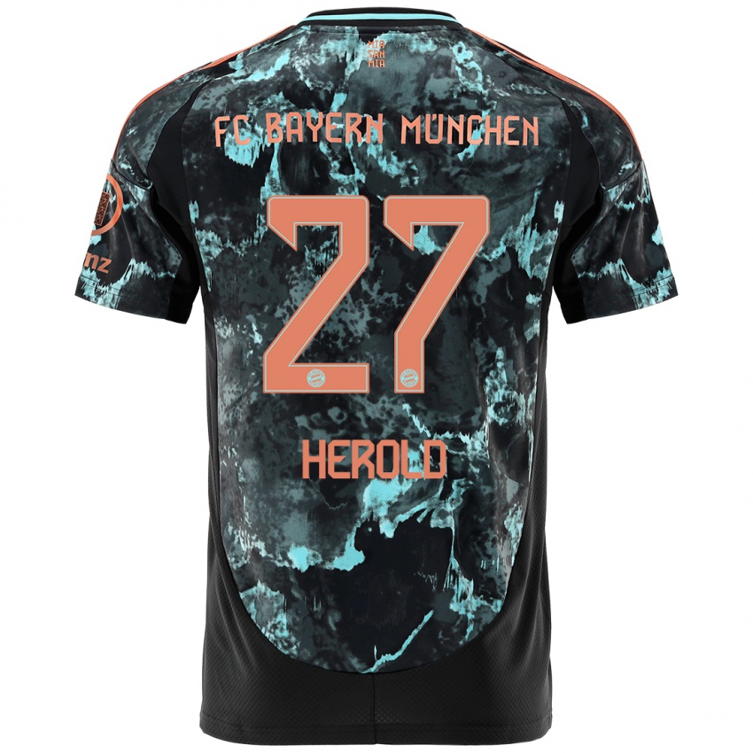 Kinder David Herold #27 Schwarz Auswärtstrikot Trikot 2024/25 T-Shirt