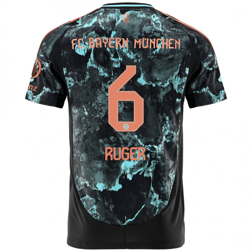 Kinder Kurt Ruger #6 Schwarz Auswärtstrikot Trikot 2024/25 T-Shirt