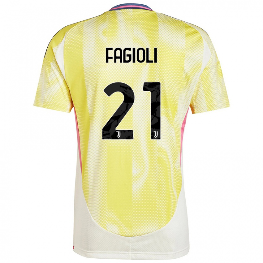 Kinder Nicolo Fagioli #21 Solargelb Auswärtstrikot Trikot 2024/25 T-Shirt