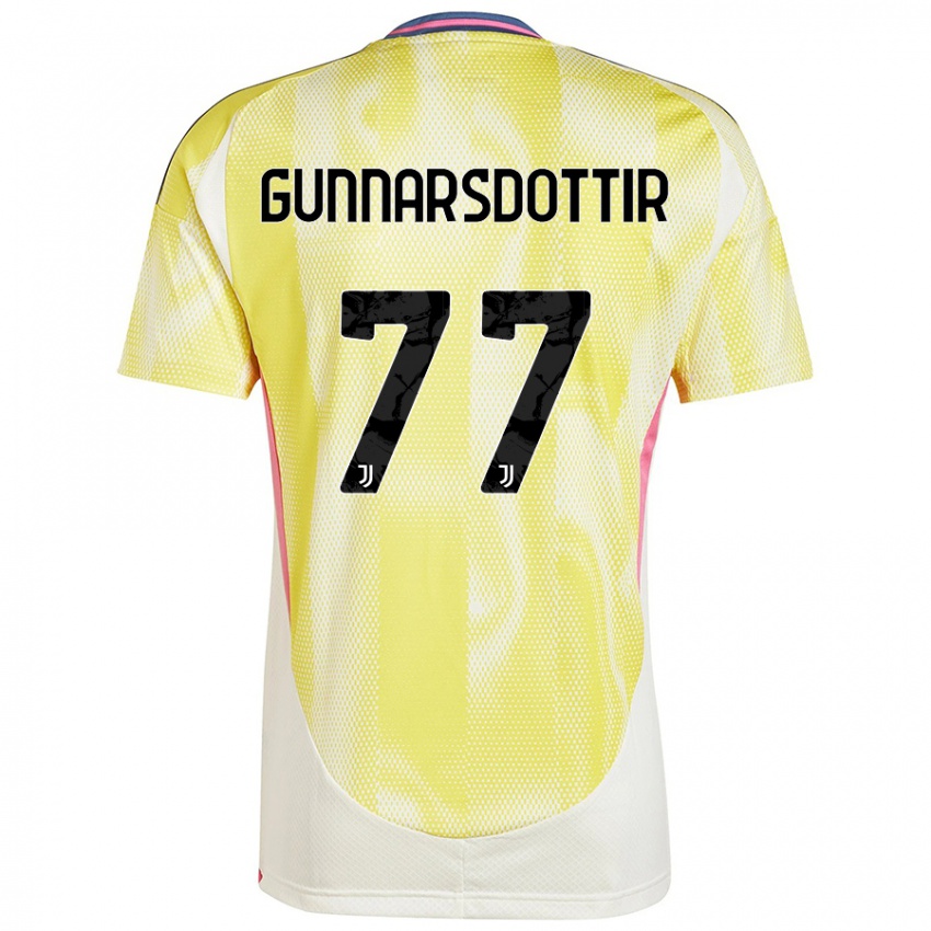 Kinder Sara Bjork Gunnarsdottir #77 Solargelb Auswärtstrikot Trikot 2024/25 T-Shirt