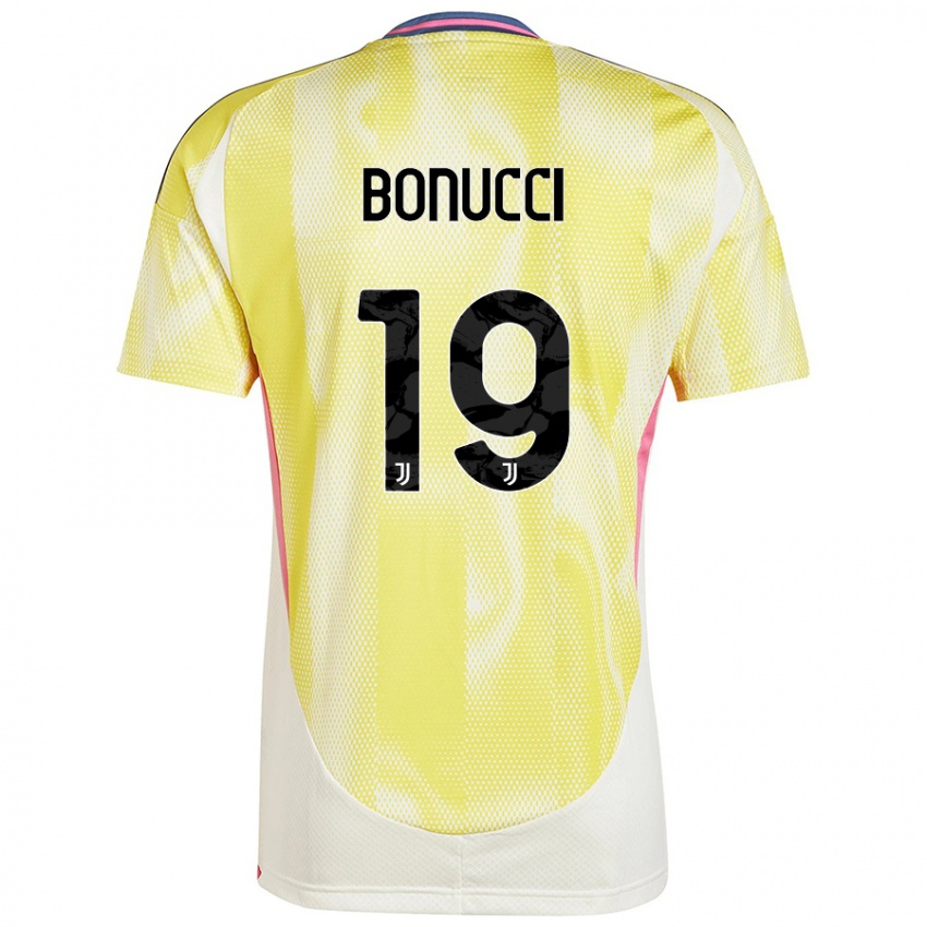 Kinder Leonardo Bonucci #19 Solargelb Auswärtstrikot Trikot 2024/25 T-Shirt