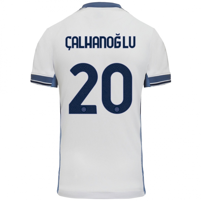 Kinder Hakan Calhanoglu #20 Weißgrau Auswärtstrikot Trikot 2024/25 T-Shirt