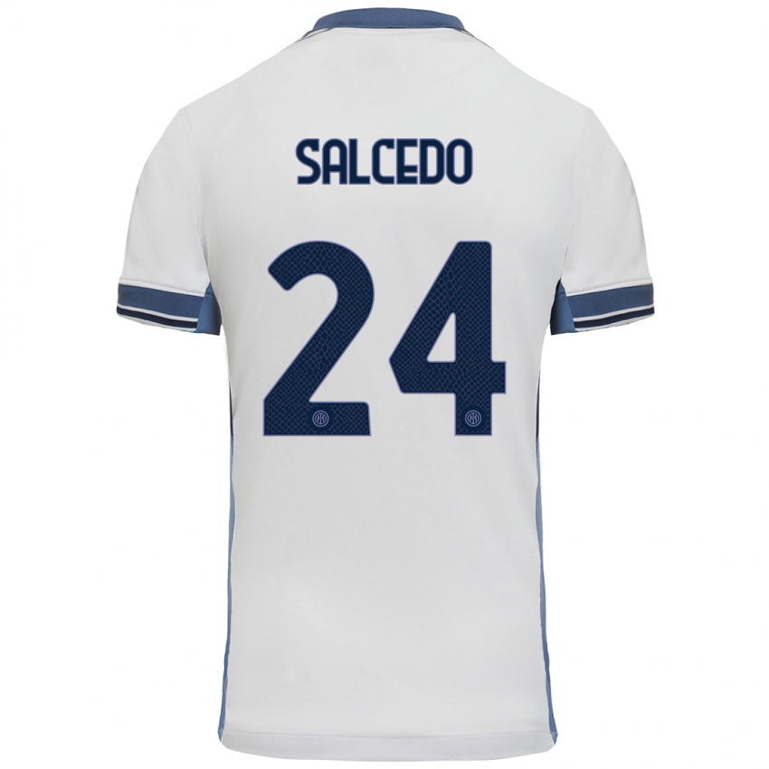 Kinder Eddie Salcedo #24 Weißgrau Auswärtstrikot Trikot 2024/25 T-Shirt