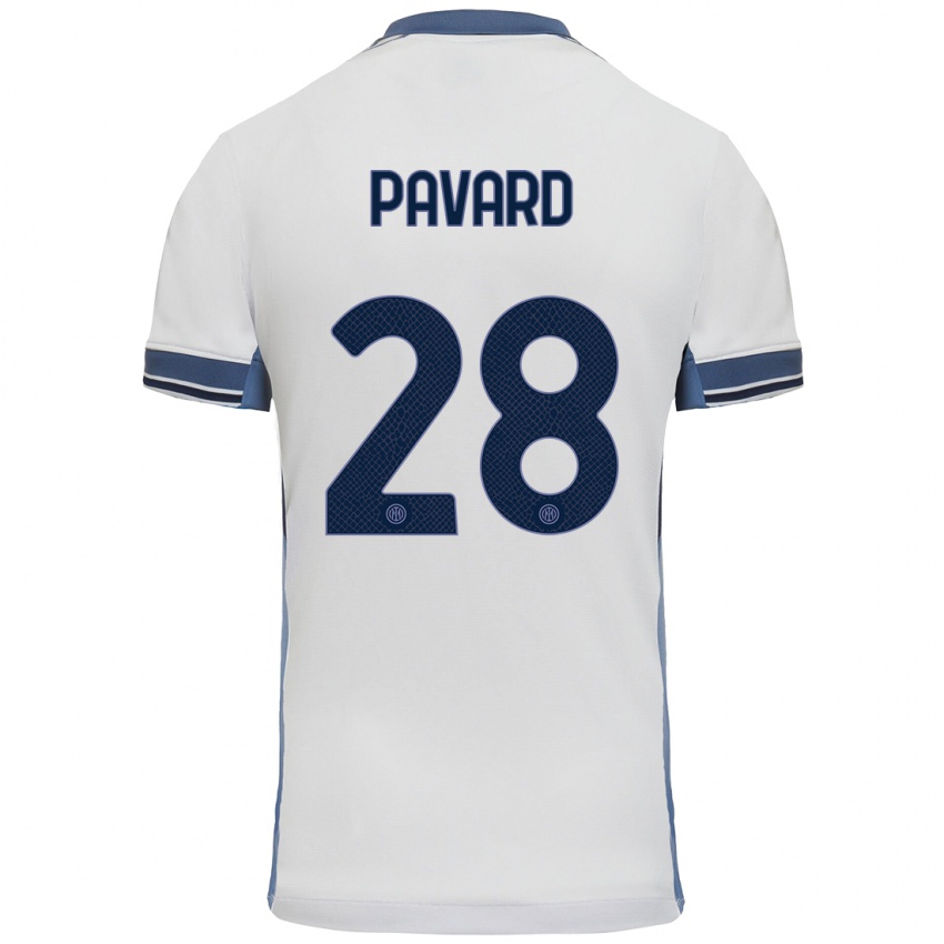 Kinder Benjamin Pavard #28 Weißgrau Auswärtstrikot Trikot 2024/25 T-Shirt