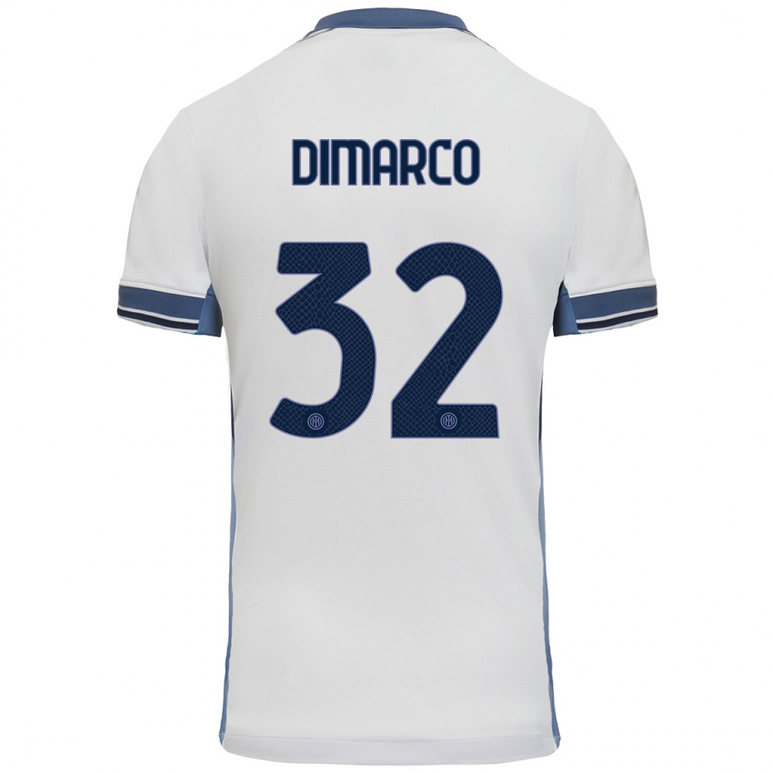 Kinder Federico Dimarco #32 Weißgrau Auswärtstrikot Trikot 2024/25 T-Shirt