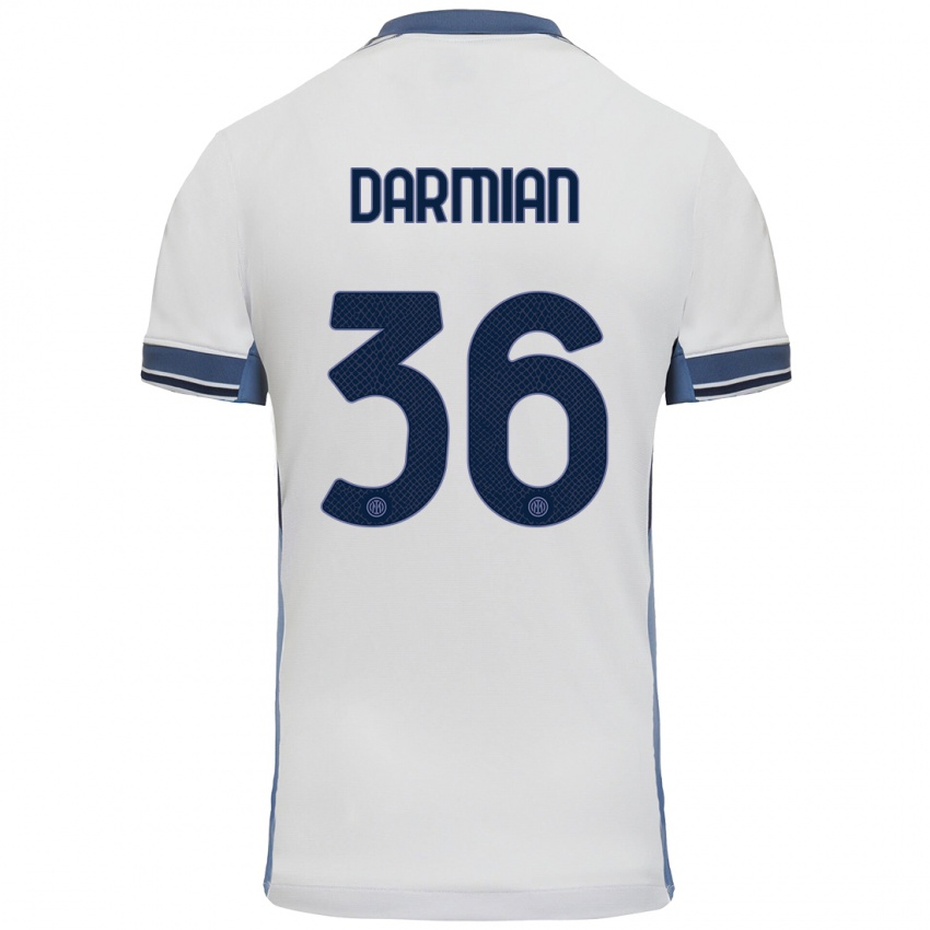 Kinder Matteo Darmian #36 Weißgrau Auswärtstrikot Trikot 2024/25 T-Shirt