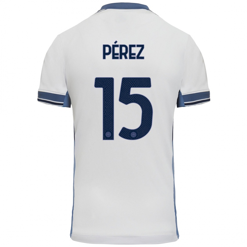 Kinder Álex Pérez #15 Weißgrau Auswärtstrikot Trikot 2024/25 T-Shirt