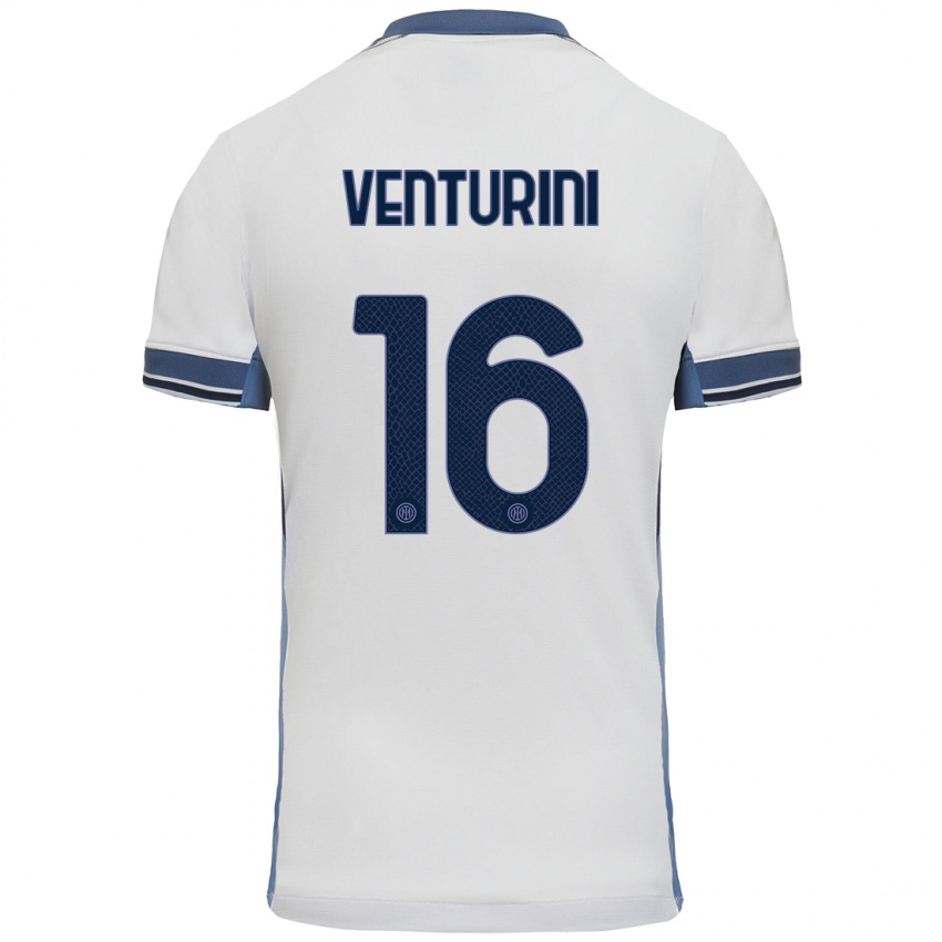 Kinder Matteo Venturini #16 Weißgrau Auswärtstrikot Trikot 2024/25 T-Shirt