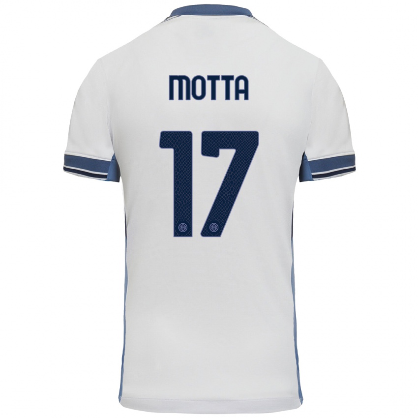 Kinder Matteo Motta #17 Weißgrau Auswärtstrikot Trikot 2024/25 T-Shirt