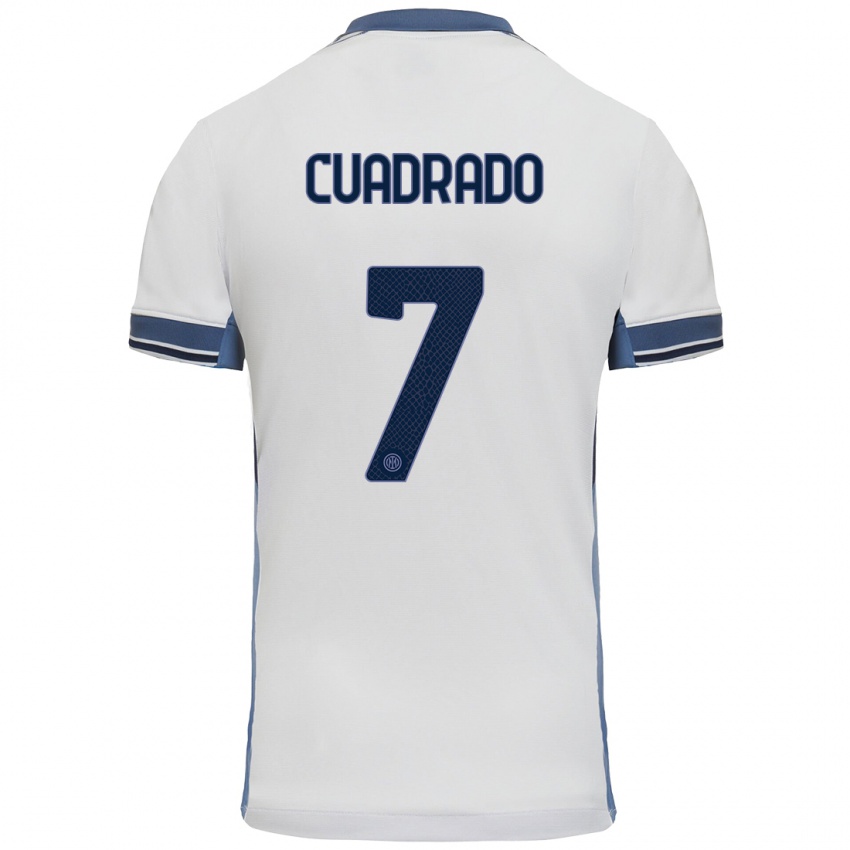 Kinder Juan Cuadrado #7 Weißgrau Auswärtstrikot Trikot 2024/25 T-Shirt