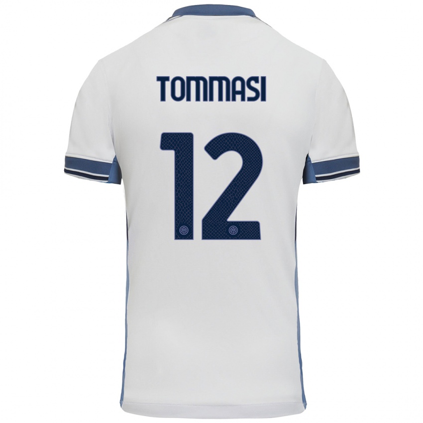 Kinder Francesco Tommasi #12 Weißgrau Auswärtstrikot Trikot 2024/25 T-Shirt