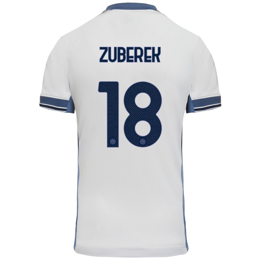 Kinder Jan Zuberek #18 Weißgrau Auswärtstrikot Trikot 2024/25 T-Shirt