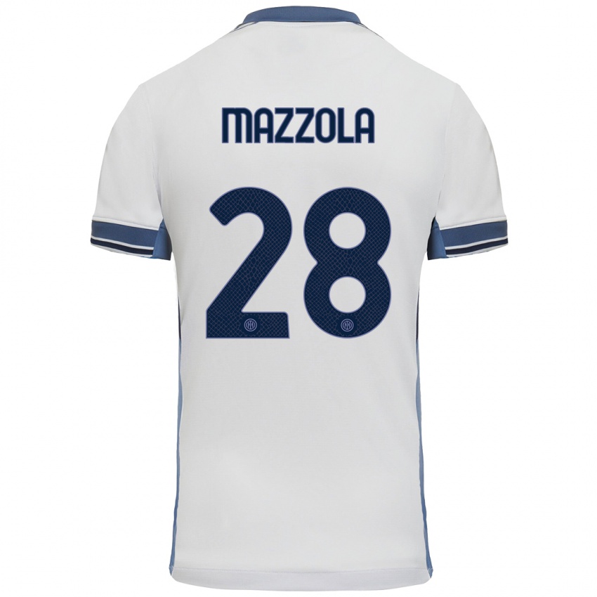 Kinder Giuseppe Mazzola #28 Weißgrau Auswärtstrikot Trikot 2024/25 T-Shirt