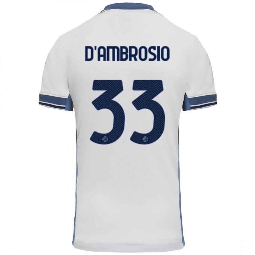 Kinder Danilo D'ambrosio #33 Weißgrau Auswärtstrikot Trikot 2024/25 T-Shirt