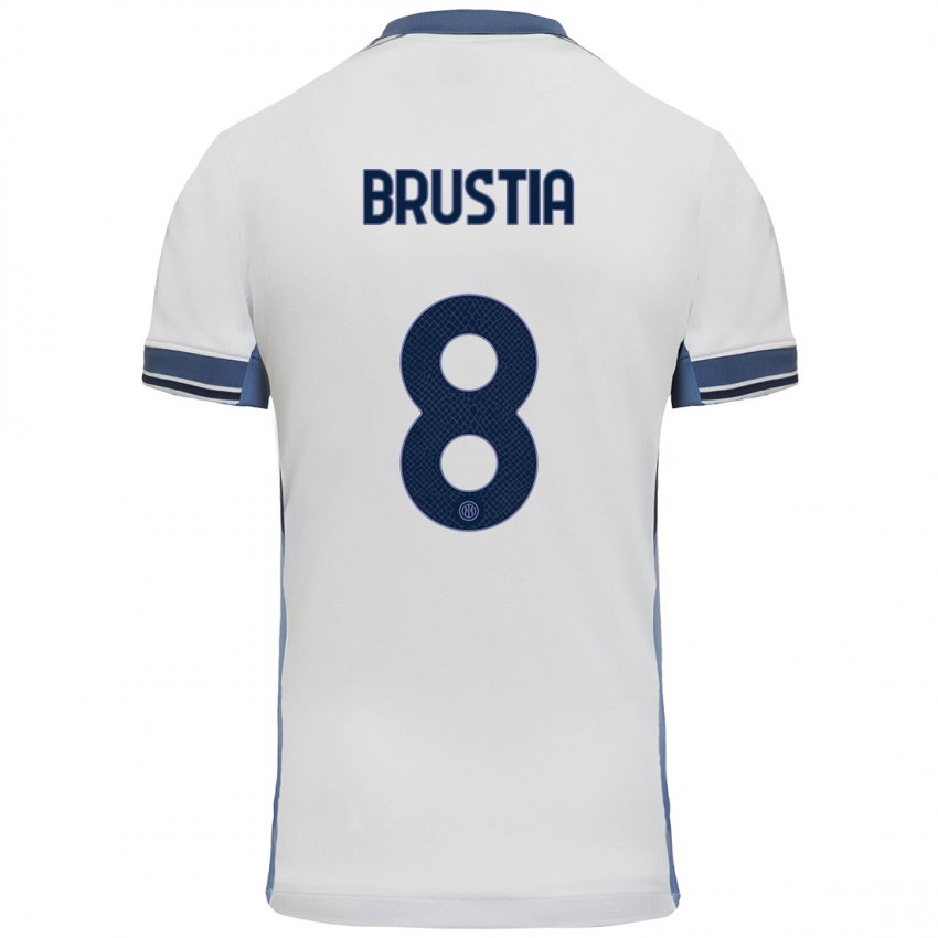 Kinder Martina Brustia #8 Weißgrau Auswärtstrikot Trikot 2024/25 T-Shirt