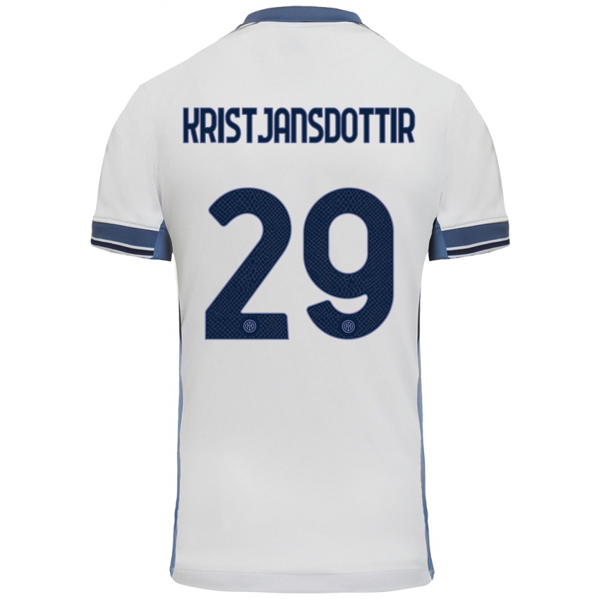 Kinder Anna Bjork Kristjansdottir #29 Weißgrau Auswärtstrikot Trikot 2024/25 T-Shirt