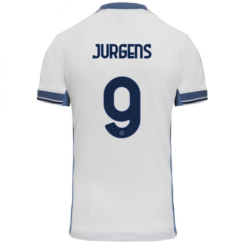 Kinder Oliver Jurgens #9 Weißgrau Auswärtstrikot Trikot 2024/25 T-Shirt