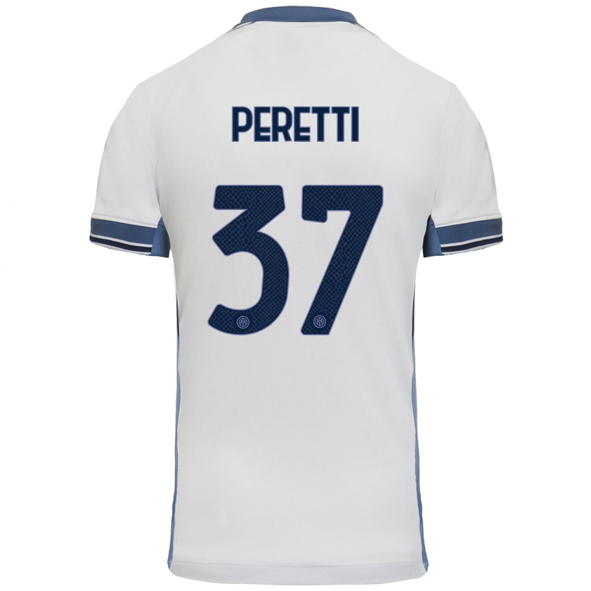 Kinder Lorenzo Peretti #37 Weißgrau Auswärtstrikot Trikot 2024/25 T-Shirt