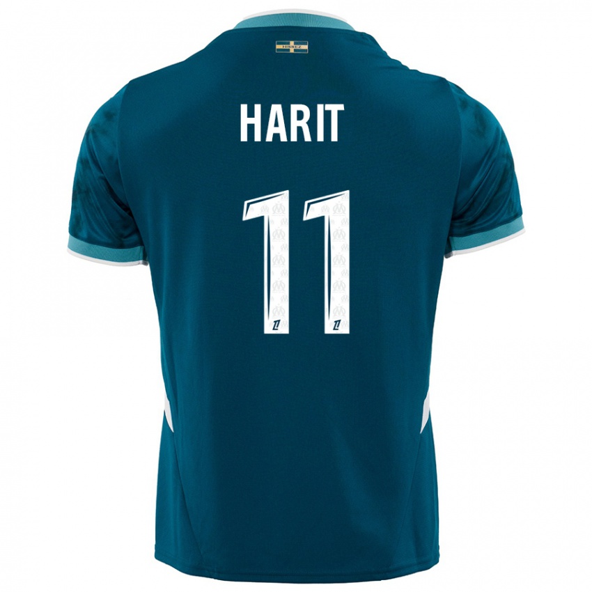 Kinder Amine Harit #11 Türkisblau Auswärtstrikot Trikot 2024/25 T-Shirt