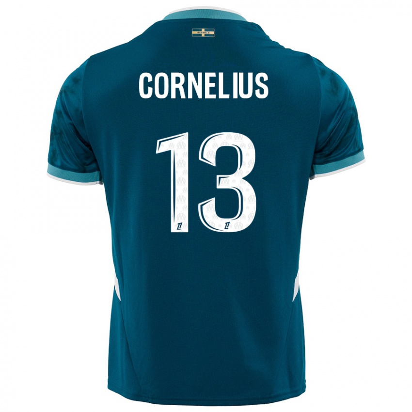 Kinder Derek Cornelius #13 Türkisblau Auswärtstrikot Trikot 2024/25 T-Shirt