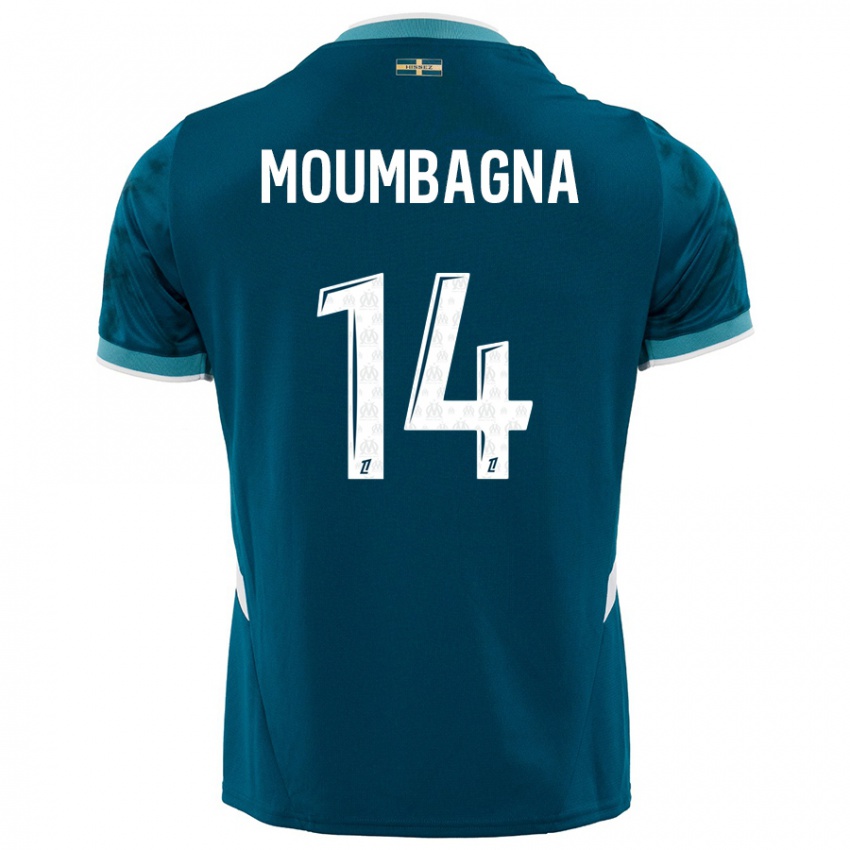 Kinder Faris Moumbagna #14 Türkisblau Auswärtstrikot Trikot 2024/25 T-Shirt