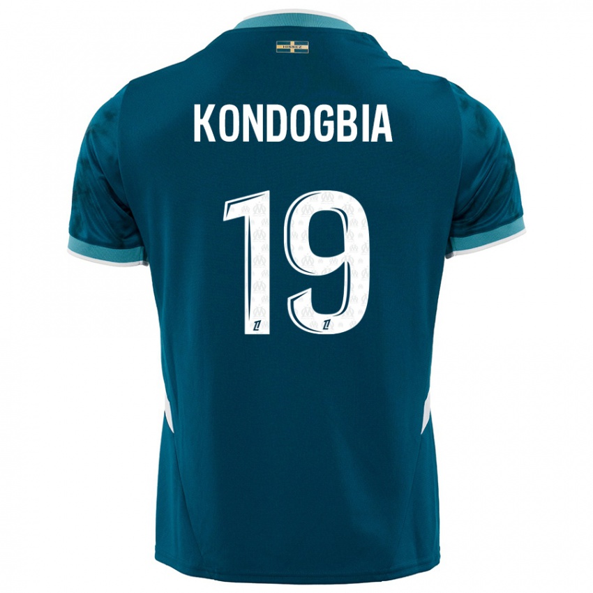 Kinder Geoffrey Kondogbia #19 Türkisblau Auswärtstrikot Trikot 2024/25 T-Shirt