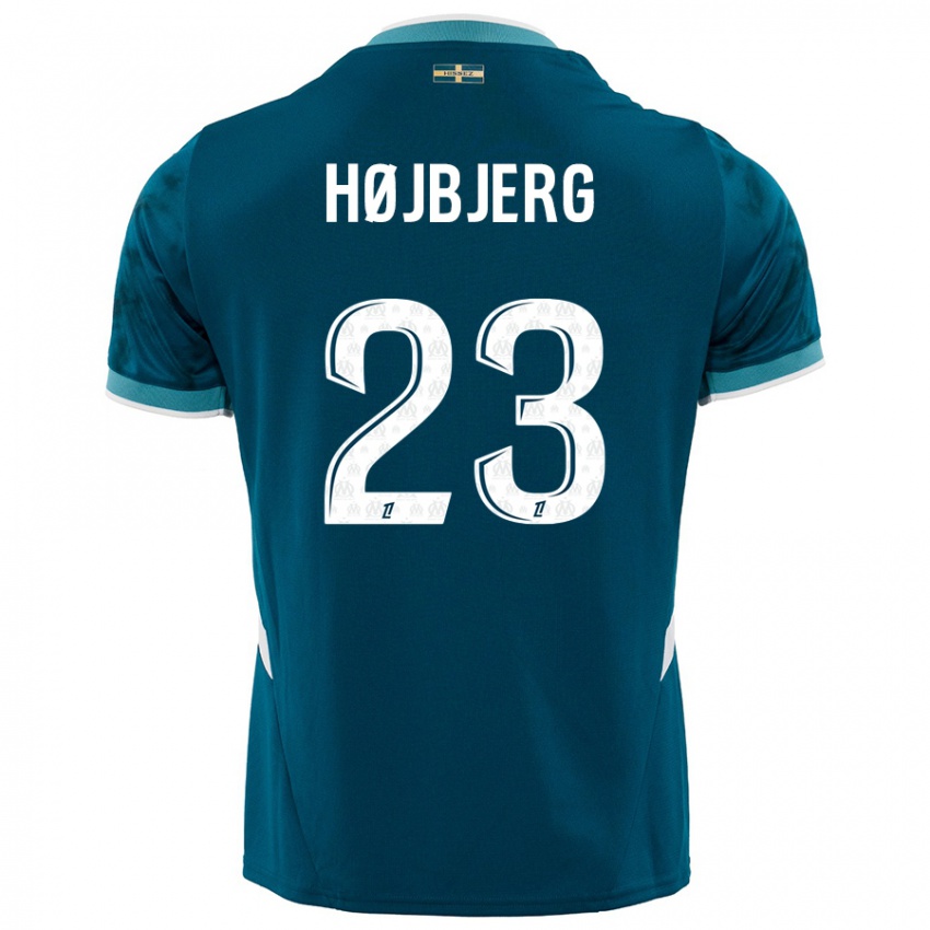 Kinder Pierre Emile Hojbjerg #23 Türkisblau Auswärtstrikot Trikot 2024/25 T-Shirt