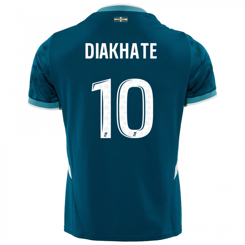 Kinder Ndeye Awa Diakhaté #10 Türkisblau Auswärtstrikot Trikot 2024/25 T-Shirt