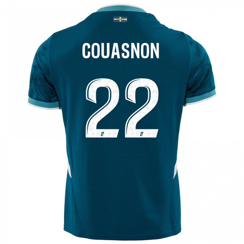 Kinder Roxane Couasnon #22 Türkisblau Auswärtstrikot Trikot 2024/25 T-Shirt