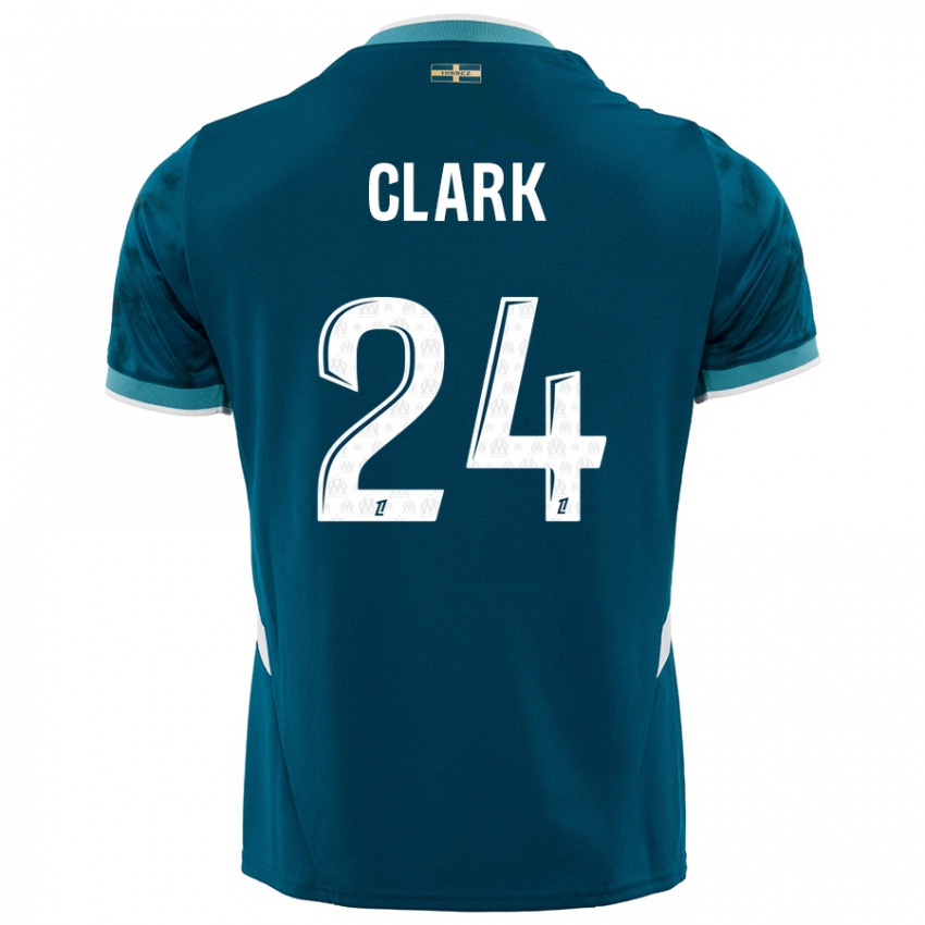 Kinder Ashley Clark #24 Türkisblau Auswärtstrikot Trikot 2024/25 T-Shirt