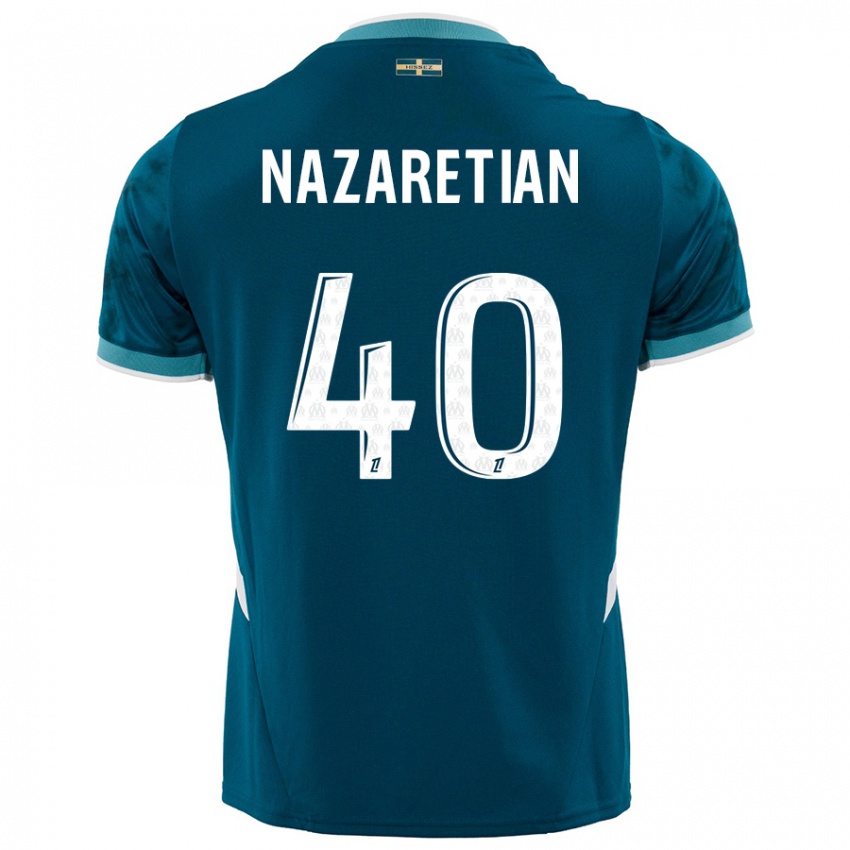 Kinder Manuel Nazaretian #40 Türkisblau Auswärtstrikot Trikot 2024/25 T-Shirt