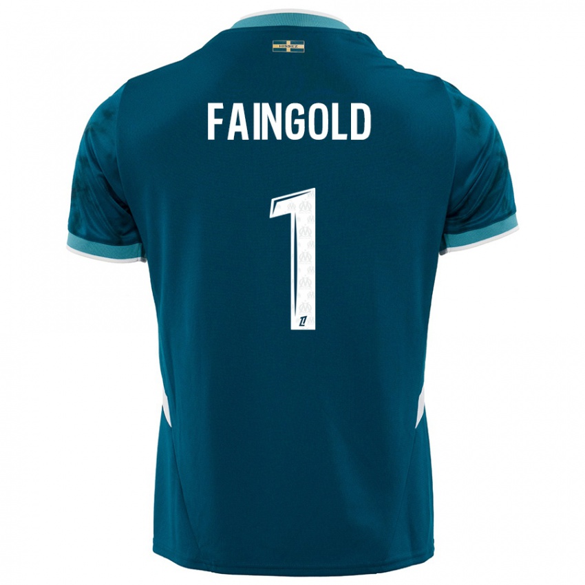 Kinder Abbie Faingold #1 Türkisblau Auswärtstrikot Trikot 2024/25 T-Shirt