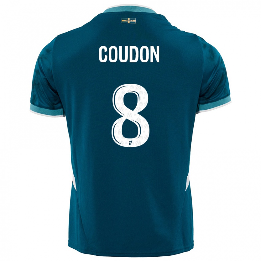 Kinder Marine Coudon #8 Türkisblau Auswärtstrikot Trikot 2024/25 T-Shirt