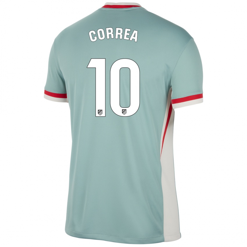 Kinder Angel Correa #10 Hellbeige Blau Auswärtstrikot Trikot 2024/25 T-Shirt