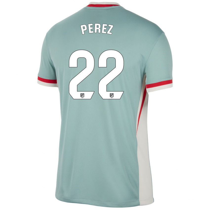 Kinder Pablo Pérez #22 Hellbeige Blau Auswärtstrikot Trikot 2024/25 T-Shirt