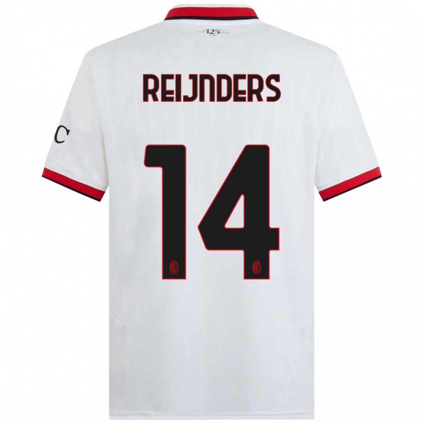 Kinder Tijjani Reijnders #14 Weiß Schwarz Rot Auswärtstrikot Trikot 2024/25 T-Shirt