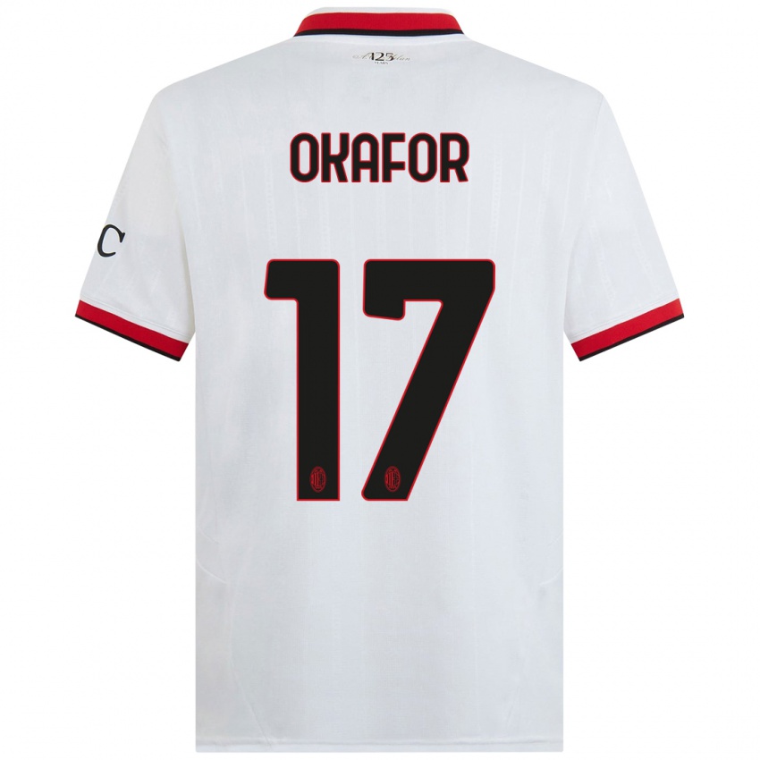 Kinder Noah Okafor #17 Weiß Schwarz Rot Auswärtstrikot Trikot 2024/25 T-Shirt