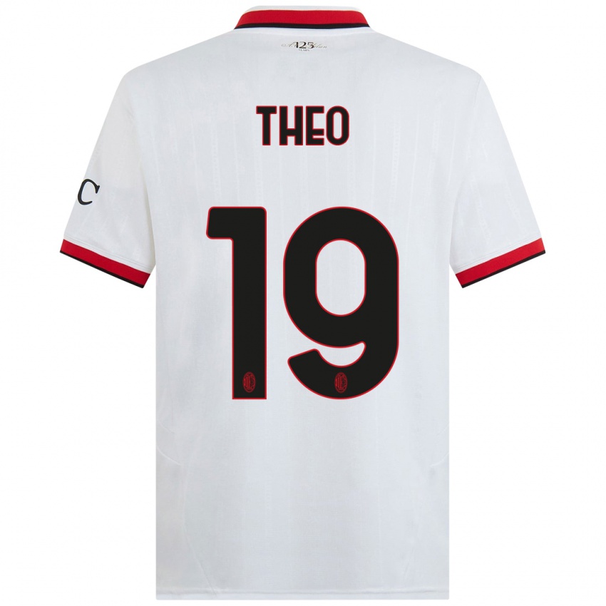 Kinder Theo Hernandez #19 Weiß Schwarz Rot Auswärtstrikot Trikot 2024/25 T-Shirt