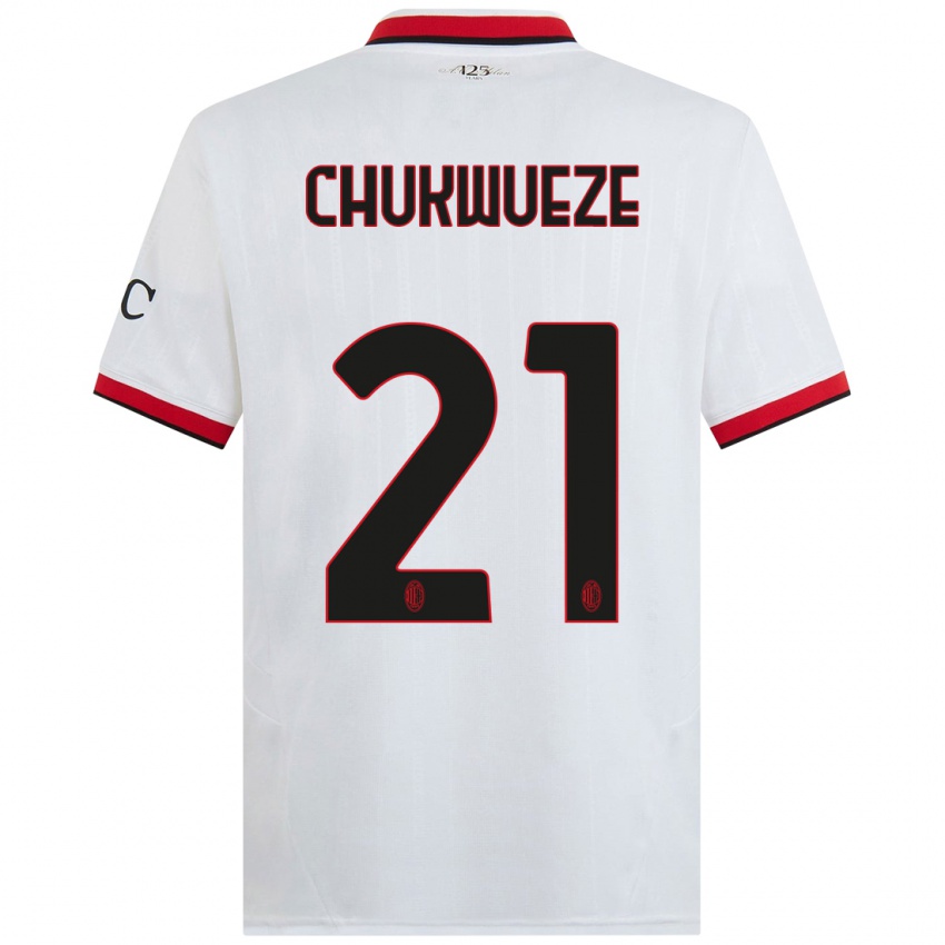 Kinder Samuel Chukwueze #21 Weiß Schwarz Rot Auswärtstrikot Trikot 2024/25 T-Shirt