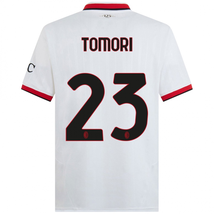 Kinder Fikayo Tomori #23 Weiß Schwarz Rot Auswärtstrikot Trikot 2024/25 T-Shirt