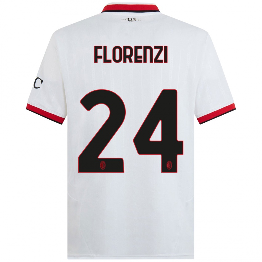 Kinder Alessandro Florenzi #24 Weiß Schwarz Rot Auswärtstrikot Trikot 2024/25 T-Shirt