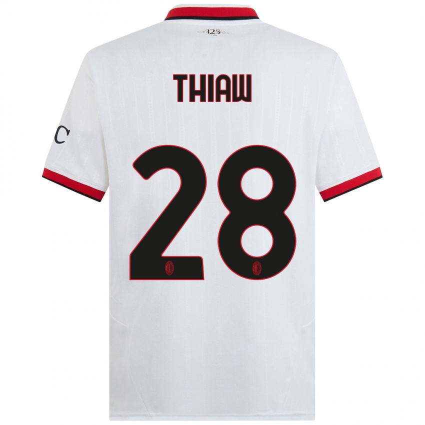 Kinder Malick Thiaw #28 Weiß Schwarz Rot Auswärtstrikot Trikot 2024/25 T-Shirt