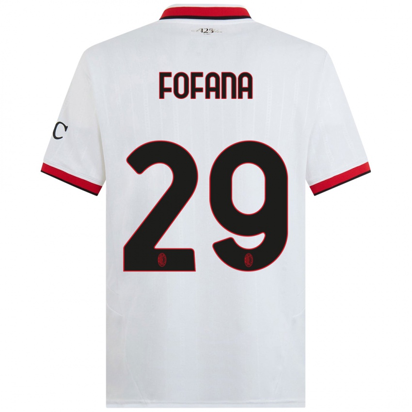 Kinder Youssouf Fofana #29 Weiß Schwarz Rot Auswärtstrikot Trikot 2024/25 T-Shirt