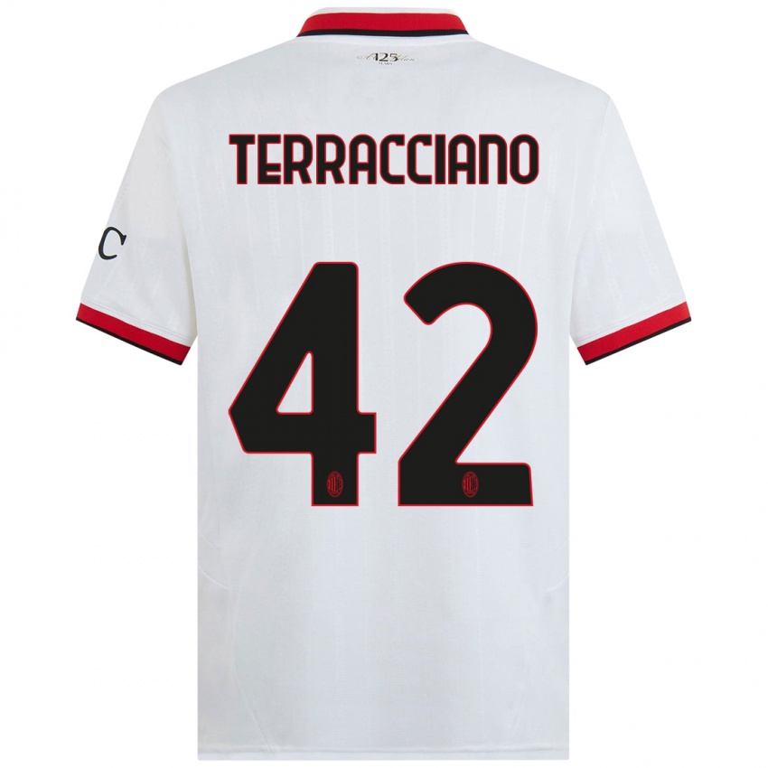 Kinder Filippo Terracciano #42 Weiß Schwarz Rot Auswärtstrikot Trikot 2024/25 T-Shirt