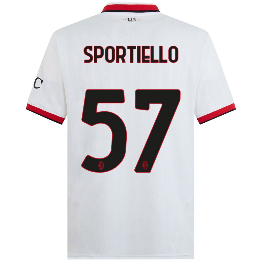 Kinder Marco Sportiello #57 Weiß Schwarz Rot Auswärtstrikot Trikot 2024/25 T-Shirt