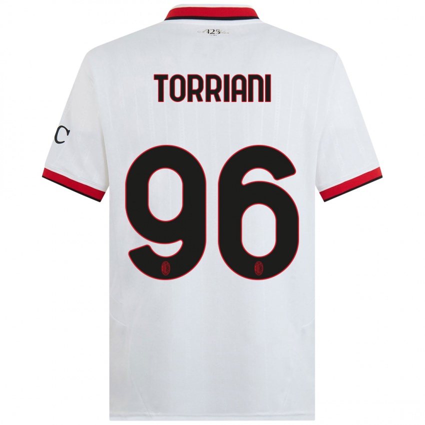 Kinder Lorenzo Torriani #96 Weiß Schwarz Rot Auswärtstrikot Trikot 2024/25 T-Shirt